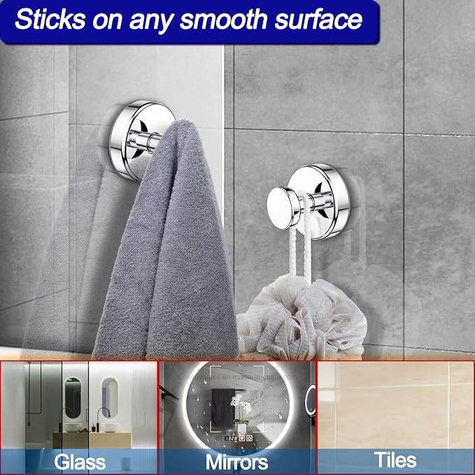 Bntuk Suction Cup Hooks for Shower, Removable Towel Hooks for Bathroom Window - Image 3