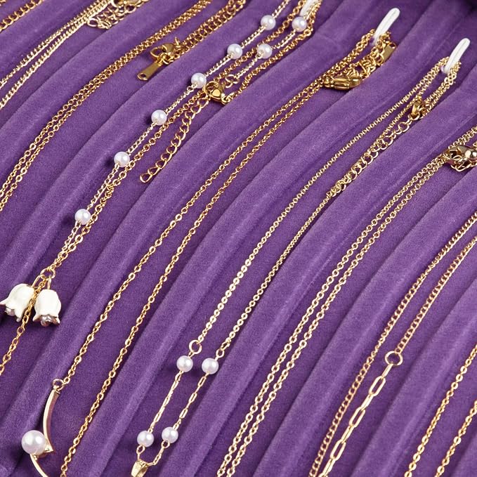 Frebeauty 15 Hooks Necklace Tray Velvet Neckalce Organizer - Image 6