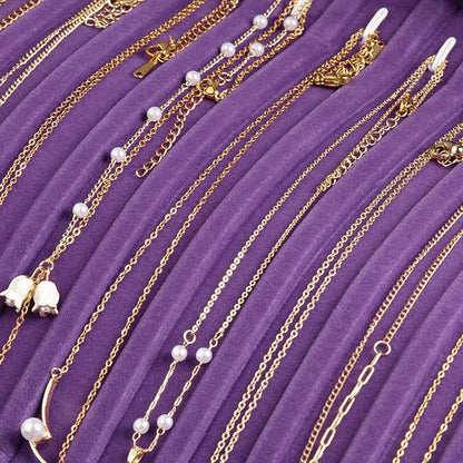 Frebeauty 15 Hooks Necklace Tray Velvet Neckalce Organizer - Image 6