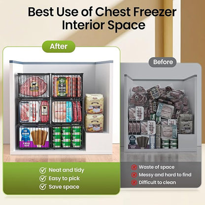 MSERCUOR Freezer Organizer Bins, 6 Pack Big Stackable Deep Chest Freezer - Image 5
