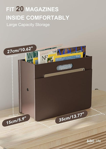 ABC life Magazine Holder Magazine Rack Floor, Stable Foldable PU Leather - Image 2