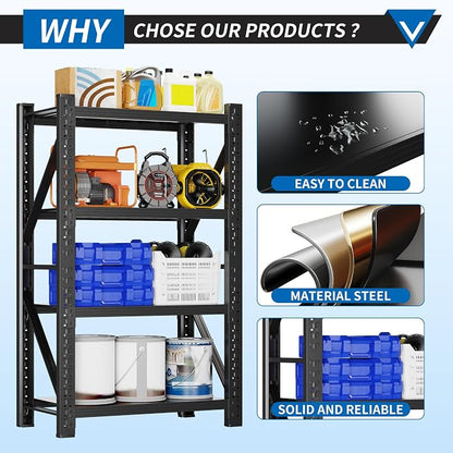 3000LBS Garage Shelving 32" W Garage Shelving Heavy Duty 4-Tier Metal Storage - Image 5