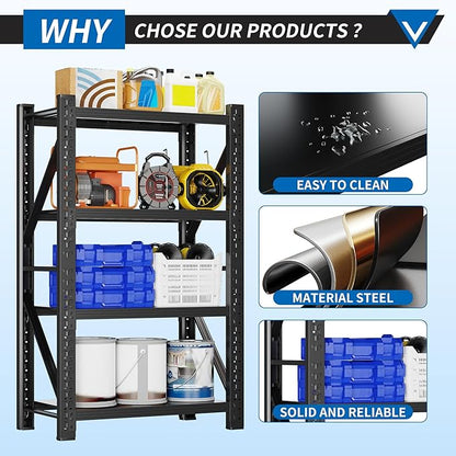 3000LBS Garage Shelving 32" W Garage Shelving Heavy Duty 4-Tier Metal Storage - Image 5