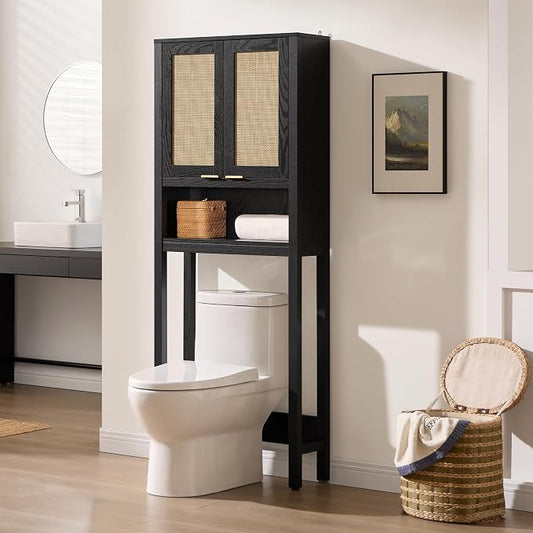 SICOTAS Over the Toilet Storage Cabinet, Rattan Door Bathroom Organizer | by SICOTAS