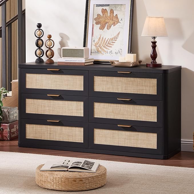 LEYAOYAO Rattan 6 Drawer Dresser - Image 4