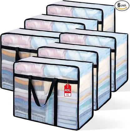 6 Pack Clear Blanket Storage Bags by Besslly