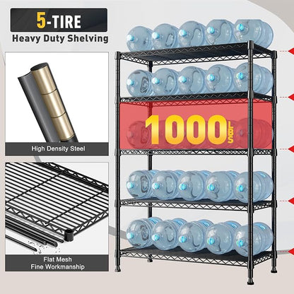 REIBII Storage Shelves, 5-Tire Wire Shelving Load 1000LBS Metal Shelves - Image 5