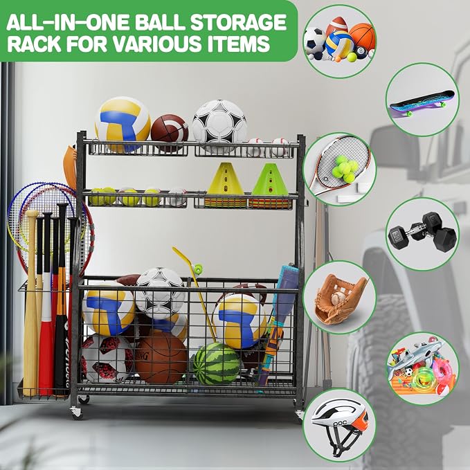 Garage Sports Equipment Organizer, Ball Storage - Image 2