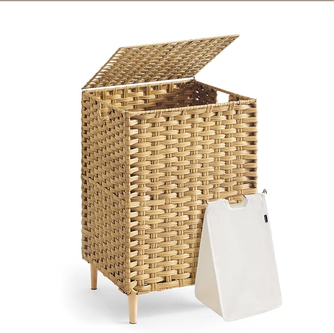 SONGMICS Laundry Hamper with Lid, 25 Gal PE Rattan Laundry Basket with by Unknown