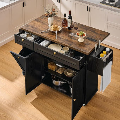 60.2" Kitchen Islands with Storage, Kitchen Island Cart with Trash Can Storage - Image 6