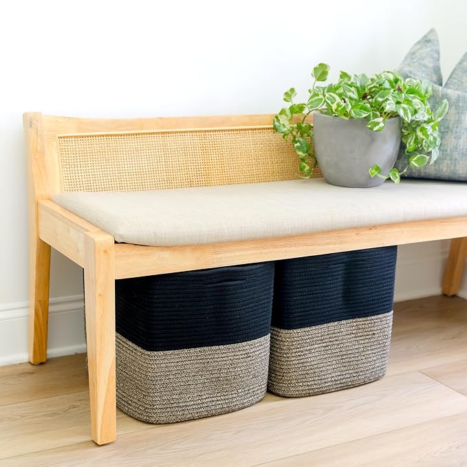 NaturalCozy 13 Inch Cube Storage Bins Cotton Rope Woven Baskets - Image 7