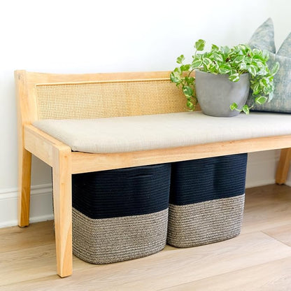 NaturalCozy 13 Inch Cube Storage Bins Cotton Rope Woven Baskets - Image 7