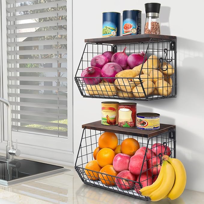 Mefirt 2pcs Fruit Basket Kitchen Storage Basket - Image 8