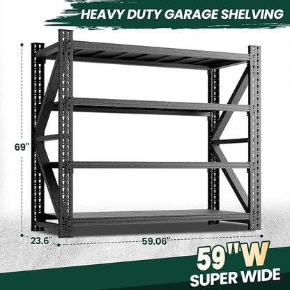 Heavy Duty Garage Storage Shelves 5000LBS Capacity, 4-Tier Adjustable - Image 2