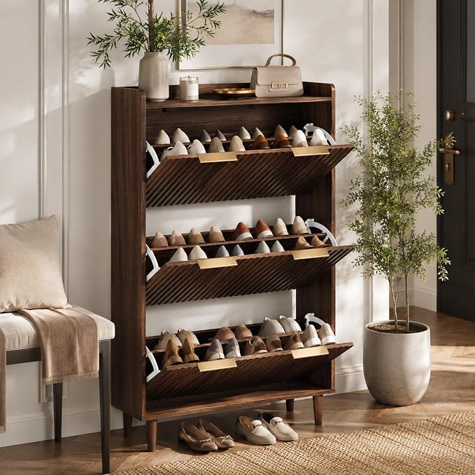 VINGLI Fluted Shoe Storage Cabinet - Image 3
