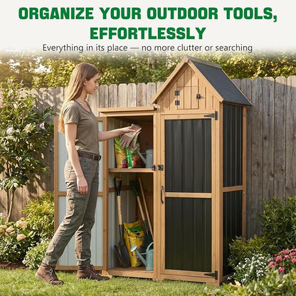 Ketive Outdoor Storage Cabinet, Metal Panels, Top Storage Compartment, Asphalt - Image 5