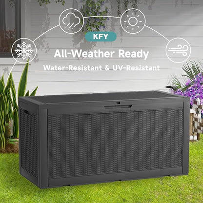 deck box, 100-gallon indoor and outdoor storage box made of waterproof and - Image 4