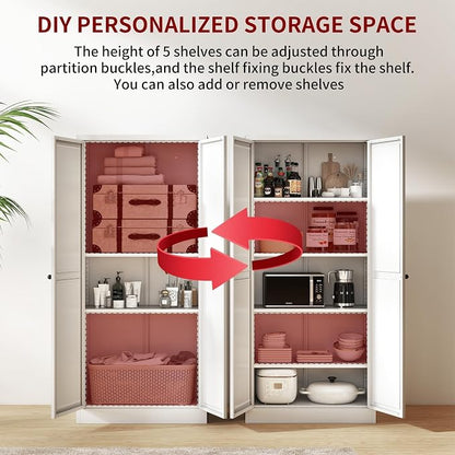 AQY Kitchen Pantry Cabinet, Freestanding Cupboard, Metal Pantry Cabinets - Image 6