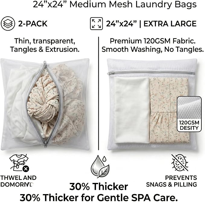 24x24 Medium Mesh Laundry Bags for Delicates, Blouses & Bed Linens – Durable - Image 6