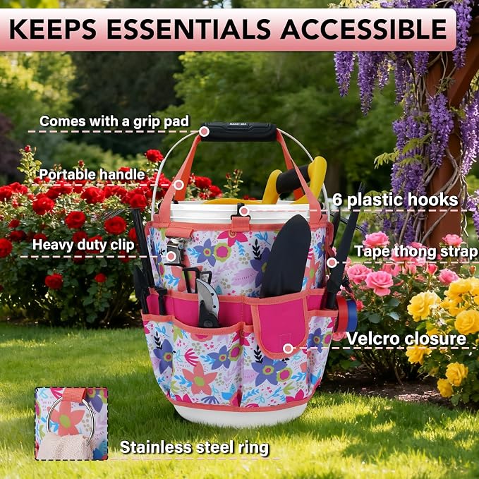 KUNN 5 Gallon Bucket Organizer 18-Pocket Bucket Tool Bag - Image 3
