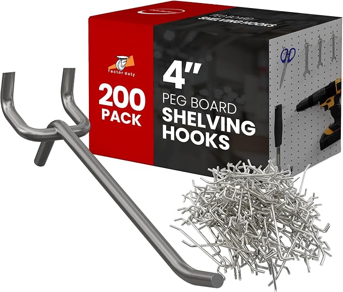 200 Pack PEG Board Pegboard Shelving Hooks 4" Length Wholesale Lot by FactorDuty
