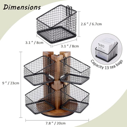 HTB Carousel Tea Bag Organizer for Counter, 2 Tier Tea Bag Holder - Image 6