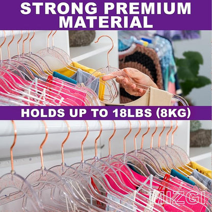 MIZGI Premium Clear Invisible Acrylic Hangers, Crystal Plastic Hangers - Image 6