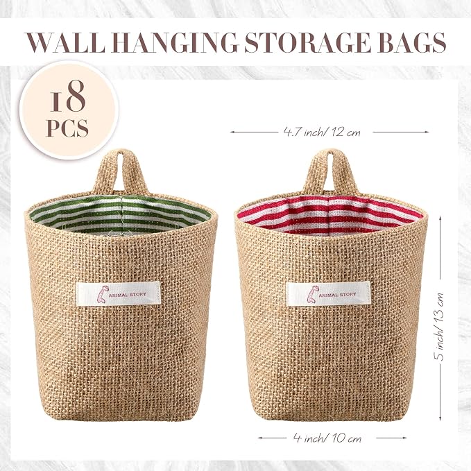Boao 18 Pcs Wall Hanging Storage Foldable Basket Bags - Image 2