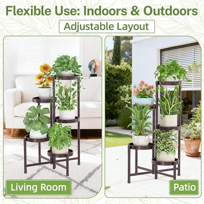 iDavosic.ly Plant Stand Indoor Outdoor, 5 Tier Corner Metal Flower Display - Image 6