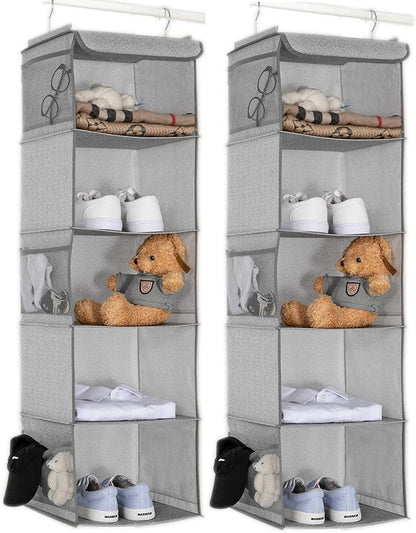 BrilliantJo 5 Shelves Hanging Closet Organizer, 2 Pack Hanging Storage by BrilliantJo