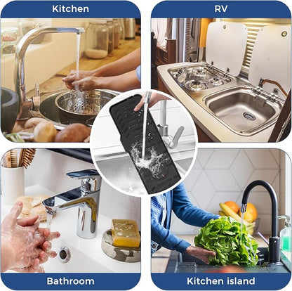 24" Splash Guard Plus Size Silicone Sink Faucet Drying Mat Handle Drip Catcher - Image 8
