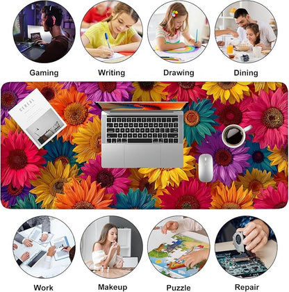 Colorful Floral Mouse Pad – Large Extended Desk Mat 35.43 x 15.75 in – Bright - Image 9
