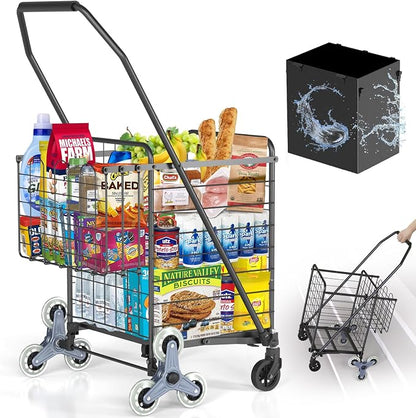 Shopping Cart for Groceries, 280 LBS Large Grocery Cart by RXUJYC