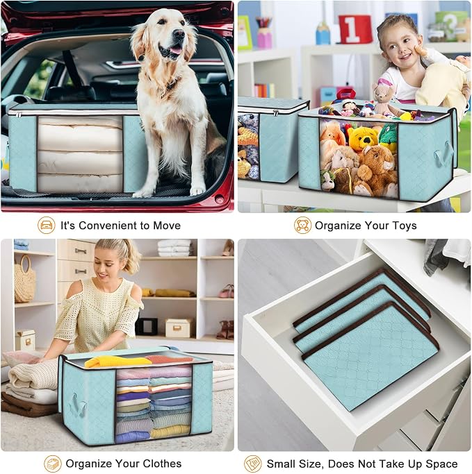Budding Joy 90L Large Storage Bags, 8 Pack Clothes Storage Bins Foldable Closet - Image 5