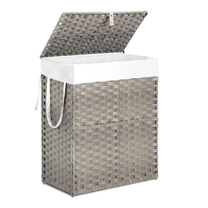 Woven Laundry Basket with Lid, Large Hamper with Removable and Machine-Washable by CangLong