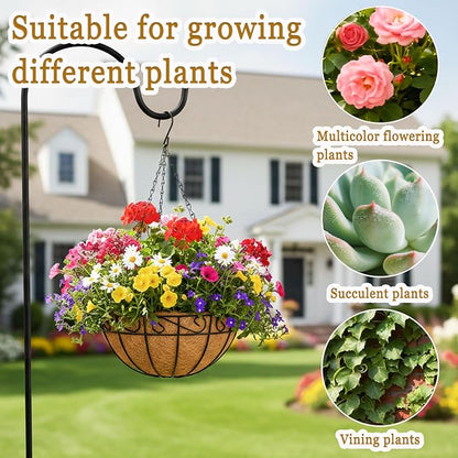 4 Pack Hanging Planters 14 Inch Metal Hanging Planter Basket Flower Pots - Image 5