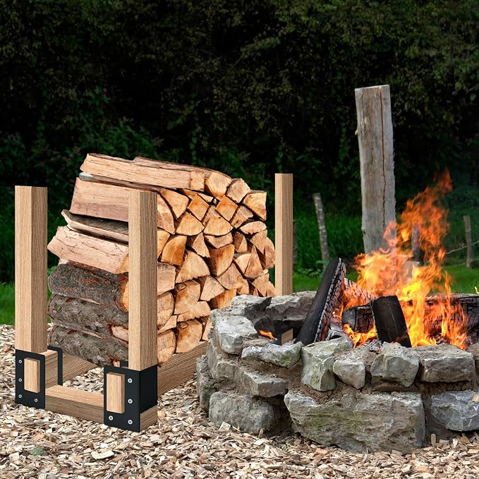 Firewood Log Storage Rack Bracket 4 Pack, Fireplace Wood Storage Holder - Image 7
