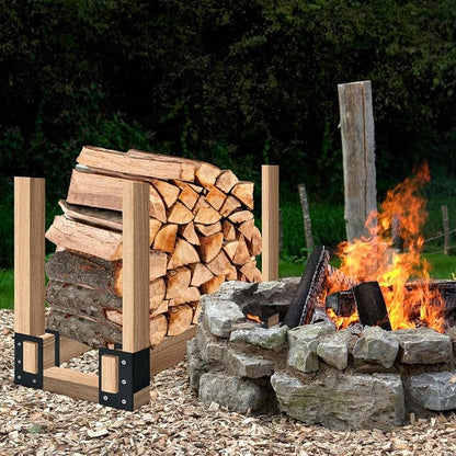 Firewood Log Storage Rack Bracket 4 Pack, Fireplace Wood Storage Holder - Image 7