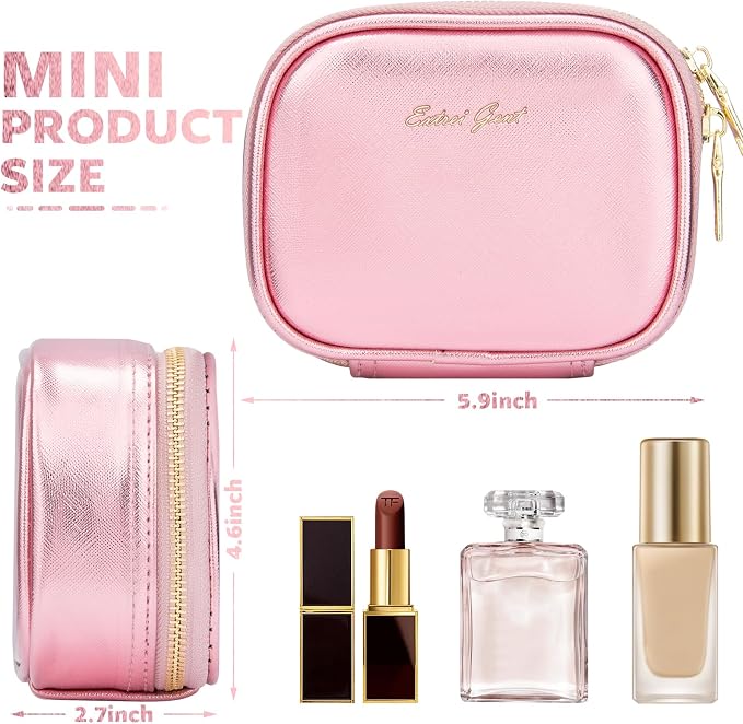 Small Makeup Bag with Led Mirror, Mini Travel Make up Bag 3 Light Modes - Image 2