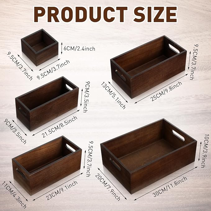Set of 6 Wood Storage Boxes - Image 2
