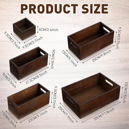 Set of 6 Wood Storage Boxes - Image 2