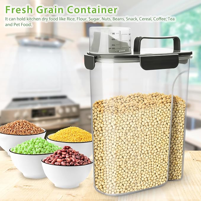 Rice Storage Container, 5 to 10lb Dry Food Airtight Dispenser, Pet Dog Cat Food - Image 7