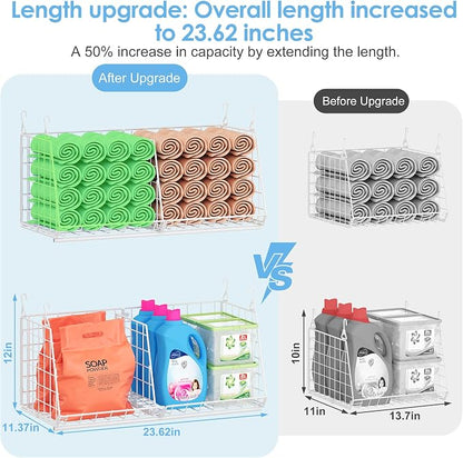 23.62” Extra-Long Under-Shelf Hanging Laundry Basket Organizer, Fits Wire - Image 2