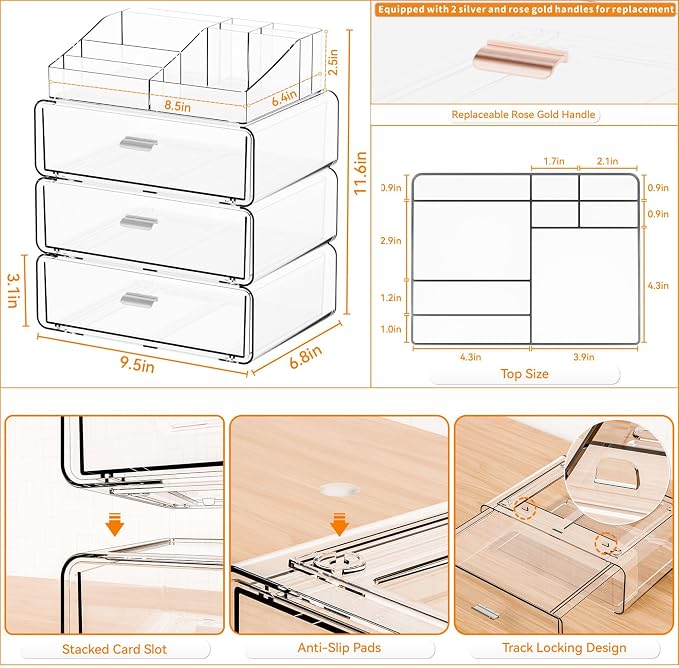 Yieach 4 Tier Clear Acrylic Makeup Organizers - Image 3