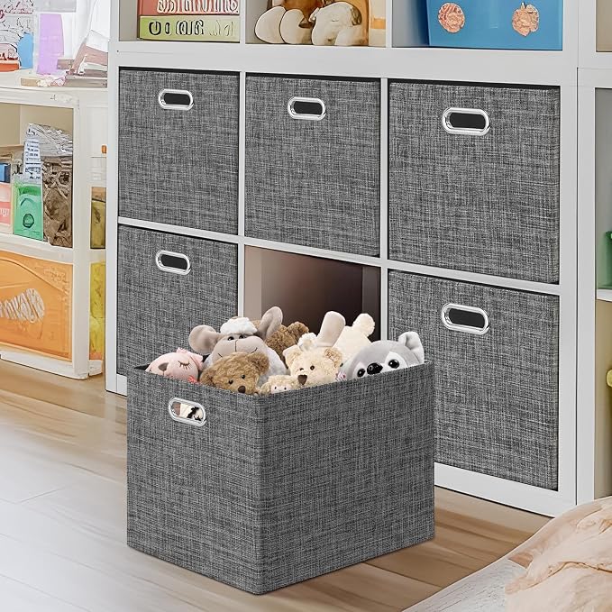 Posprica 15.12"x12.13"x12.01" Storage Cube Bins, Linen Decorative Closet - Image 3