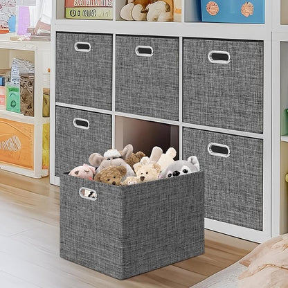 Posprica 15.12"x12.13"x12.01" Storage Cube Bins, Linen Decorative Closet - Image 3