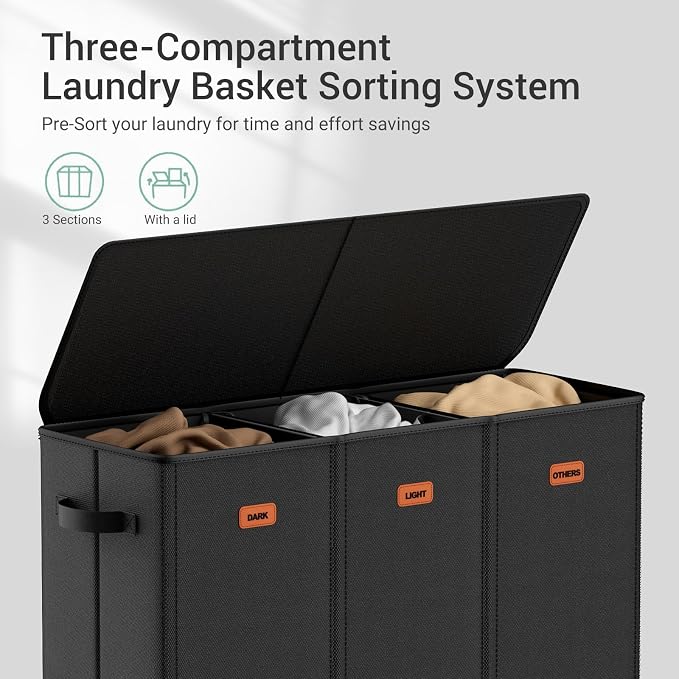185L Laundry Hamper 3 Section - Image 3