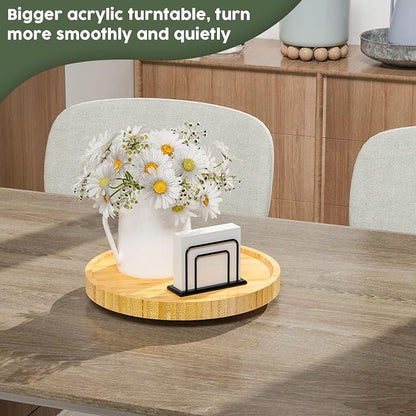 Lazy Susan Organizer, 9 Inch Non-Skid Bamboo Lazy Susan - Image 3