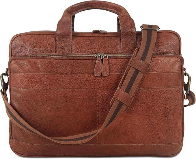 Leather briefcase 18 Inch Laptop Messenger Bags - Image 7
