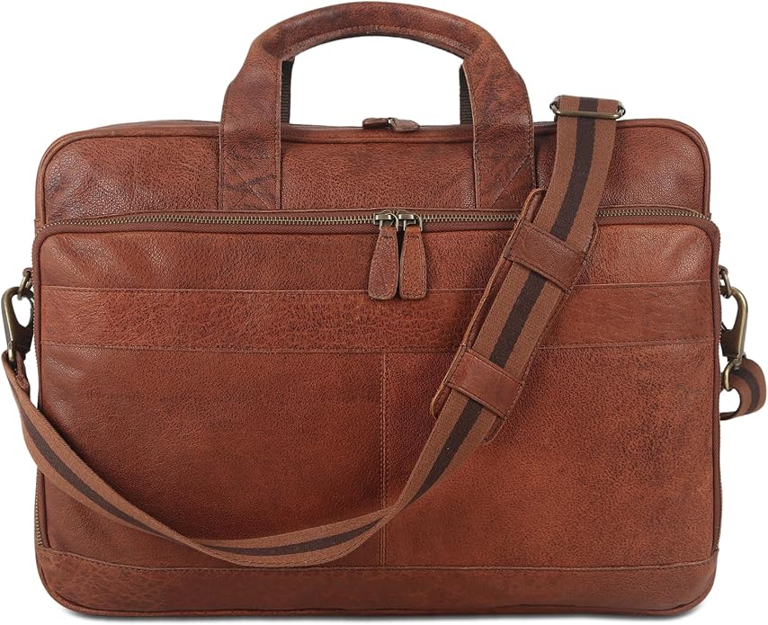 KomalC 16 Inch Leather briefcases Laptop Messenger Bags - Image 7